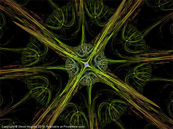 Green Fractal snowflake Picture Board by Steve Hughes