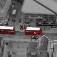 Buy canvas prints of London Buses from above by Steve Hughes