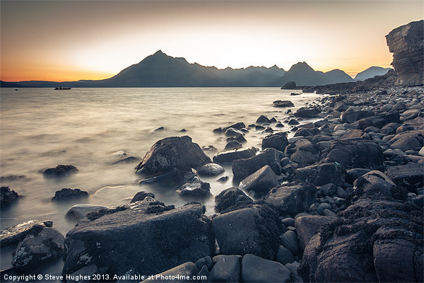 Sunset from Elgol beach Picture Board by Steve Hughes