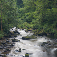 Buy canvas prints of East Lyn river at Watersmeet Lynmouth by Steve Hughes