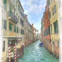 Buy canvas prints of Venetian Canals Watercolour by Steve Hughes