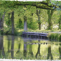 Buy canvas prints of Canal Watercolour by Steve Hughes