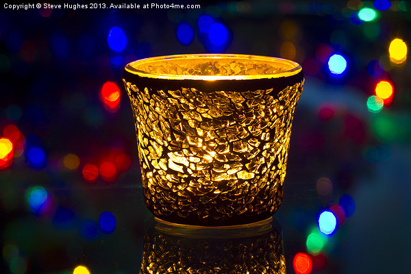 Festive candle and Bokeh Picture Board by Steve Hughes