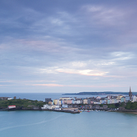 Buy canvas prints of Last Light over Tenby as seen from across the bay by Steve Hughes