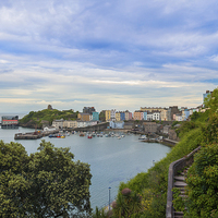 Buy canvas prints of Tenby harbour from across the bay by Steve Hughes