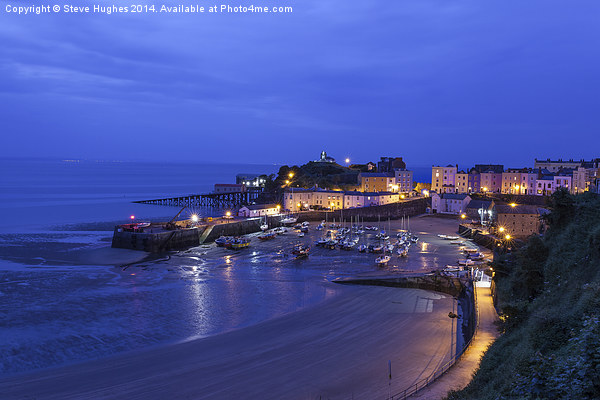 Tenby harbour at night Picture Board by Steve Hughes