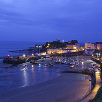 Buy canvas prints of Tenby harbour at night by Steve Hughes