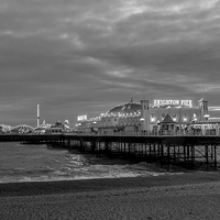 Buy canvas prints of  Brighton Pier Monochrome by Steve Hughes