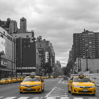 Buy canvas prints of  Yellow Taxi Cabs in New York by Steve Hughes