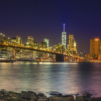 Buy canvas prints of Manhattan at night from Brooklyn by Steve Hughes