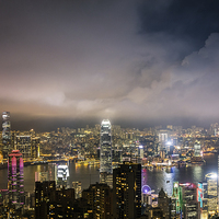 Buy canvas prints of  Hongkong skyline at night by Steve Hughes