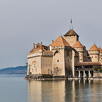 Buy canvas prints of Chateau de Chillion on the shores of Lake Geneva by Steve Hughes