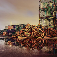 Buy canvas prints of Fishing ropes and reflections by Steve Hughes