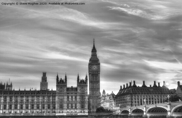 Palace of Westminster black and white HDR Picture Board by Steve Hughes