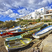 Buy canvas prints of Fishing boats at La Isleta del Moro by Digby Merry