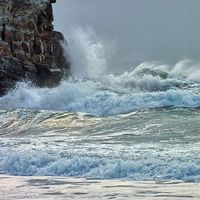 Buy canvas prints of Stormy Sea at Porthtowan by Roger Butler
