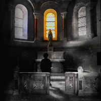 Buy canvas prints of Shadows in the church by Alan Mattison