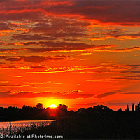 Buy canvas prints of Sun setting Over Oulton Marsh by Paul Boyce