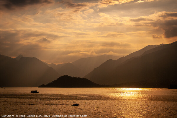 Lake Como Sunset Picture Board by Philip Baines