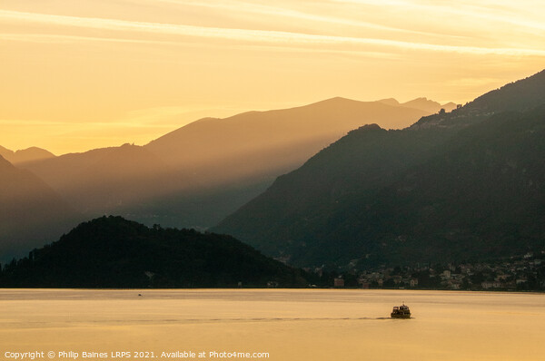 Sunset on Lake Como Picture Board by Philip Baines