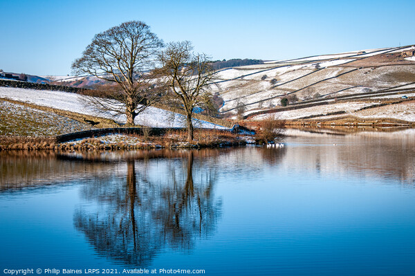 Ponden Reservoir in Winter Picture Board by Philip Baines