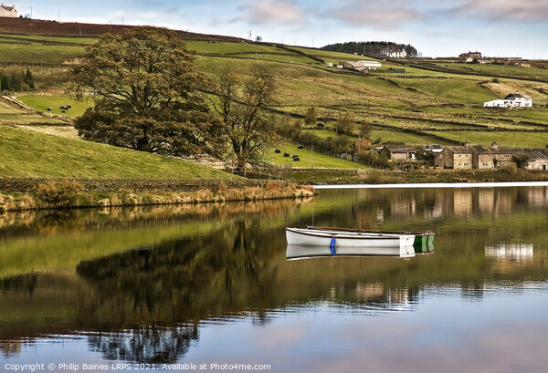 Ponden Reservoir Reflection Picture Board by Philip Baines