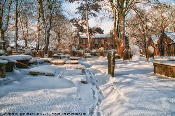 Bronte Parsonage in the snow Picture Board by Philip Baines