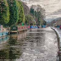 Buy canvas prints of A Frozen Rochdale Canal at Hebden Bridge by Philip Baines