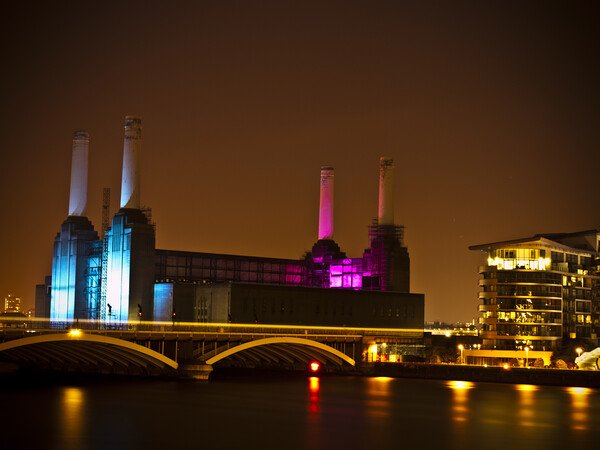 Battersea Power Station at Night - London Cityscapes  Picture Board by Henry Clayton