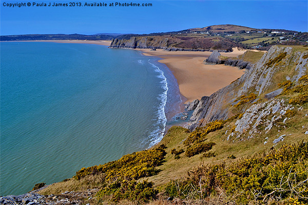 Three Cliffs Bay Picture Board by Paula J James