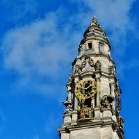 Buy canvas prints of The Clock Tower, City Hall, Cardiff by Paula J James
