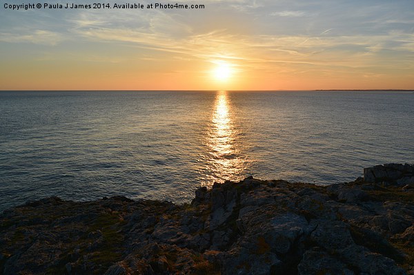 Sunset over the Bristol Channel Picture Board by Paula J James