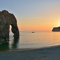 Buy canvas prints of Durdle Door at Sunset by Paula J James