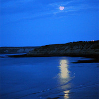 Buy canvas prints of A Blue Moonlight over the Sea by JEAN FITZHUGH