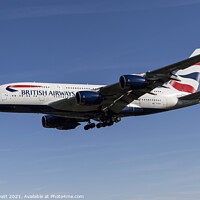 Buy canvas prints of British Airways Airbus A380-841       by David Pyatt