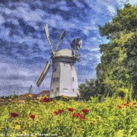 Buy canvas prints of Starry Night Windmill by David Pyatt