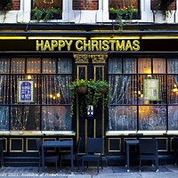 Buy canvas prints of Happy Christmas Pub by David Pyatt
