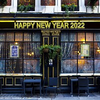 Buy canvas prints of Happy New Year 2022 Pub by David Pyatt