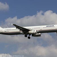 Buy canvas prints of Aegean Airlines Airbus A321-232  by David Pyatt