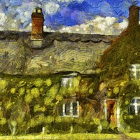 Buy canvas prints of Thatched Cottage Van Gogh  by David Pyatt