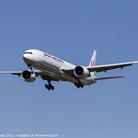 Buy canvas prints of Japan Airlines Boeing 777-346 by David Pyatt