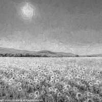 Buy canvas prints of Sunflowers In Monochrome Art by David Pyatt