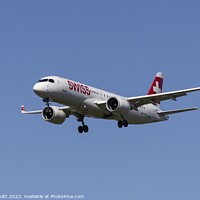 Buy canvas prints of Swiss Airlines Airbus A220-300   by David Pyatt