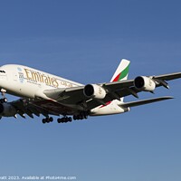 Buy canvas prints of Emirates Airbus A380-861      by David Pyatt