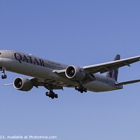 Buy canvas prints of Qatar Airways Boeing 777 Panorama by David Pyatt