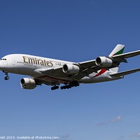 Buy canvas prints of Emirates Airbus A380-861   by David Pyatt