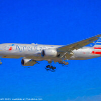 Buy canvas prints of American Airlines Boeing 777 Art Style by David Pyatt