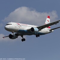 Buy canvas prints of Austrian Airlines Airbus A320 by David Pyatt