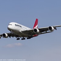 Buy canvas prints of Qantas Airbus A380-842  by David Pyatt