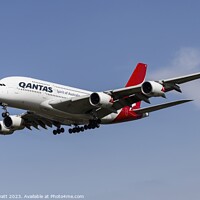 Buy canvas prints of Qantas Airbus A380-842 by David Pyatt